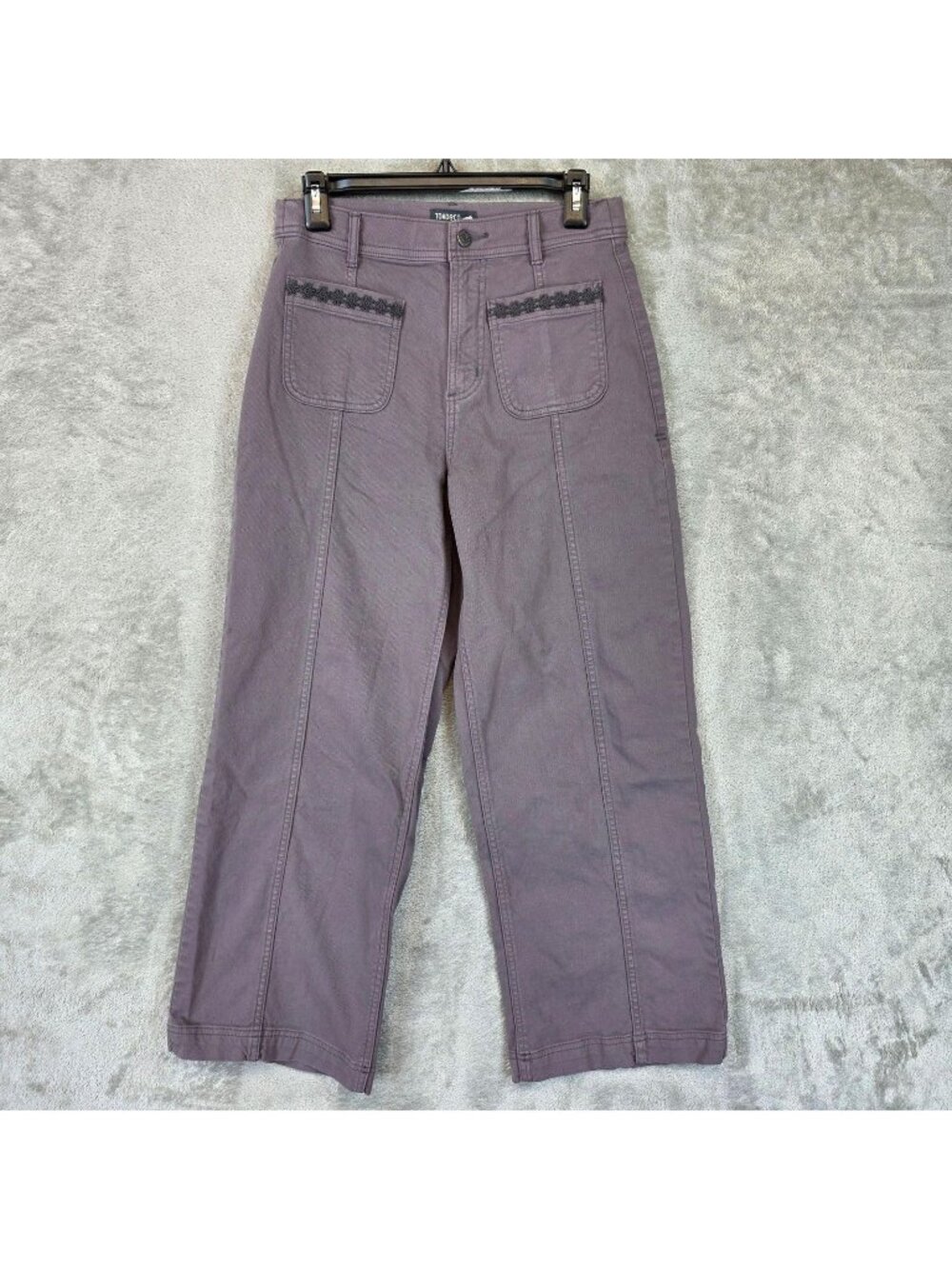 Toad&Co Linden Wide Leg Pants Womens 6 Purple Twill Chino Relaxed Pockets